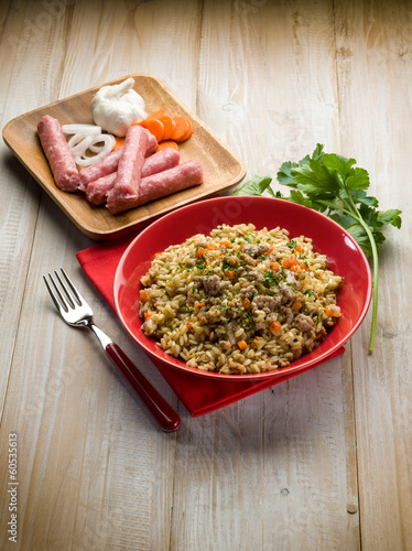 Photo: rice with sausage rice with sausage