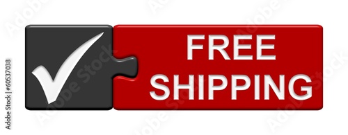 Illustration: Puzzle-Button grau rot: Free Shipping Puzzle-Button grau rot: Free Shipping