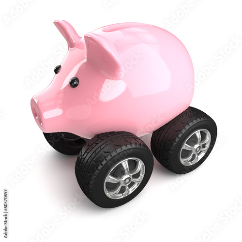 Illustration: Piggy bank on wheels Piggy bank on wheels