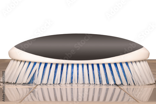 Illustration: Scrub brush, clean tile countertop, isolated on white Scrub brush, clean tile countertop, isolated on white