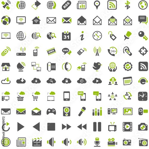 Vector: Top Green Grey Icons - Entertainment Social Media Communication Top Green Grey Icons - Entertainment Social Media Communication