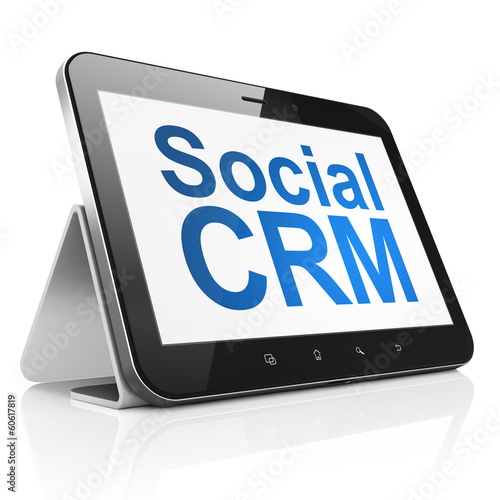 Illustration: Business concept: Social CRM on tablet pc computer Business concept: Social CRM on tablet pc computer