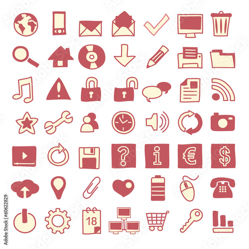 Vector: 49 iconos web dibujados a mano 49 iconos web dibujados a mano