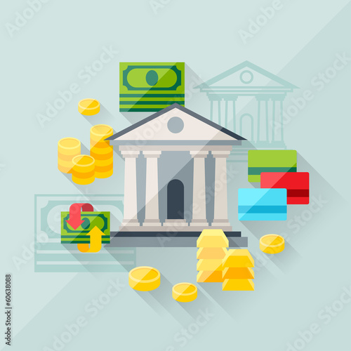 Vector: Illustration concept of banking in flat design style. Illustration concept of banking in flat design style.
