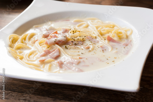 Photo: Spaghetti with white sauce Spaghetti with white sauce