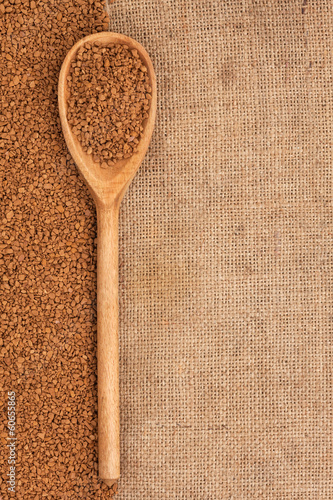 Photo: wooden spoon with granulated coffee wooden spoon with granulated coffee