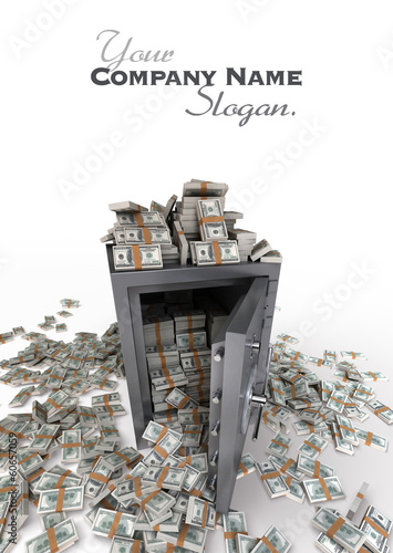 Illustration: Safe full of 100 dollar notes Safe full of 100 dollar notes