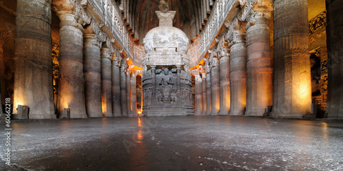 Photo: View inside of ancient Buddhist rock temple in Ajanta View inside of ancient Buddhist rock temple in Ajanta