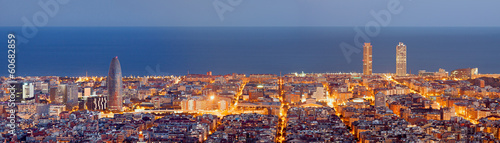 Fototapeta Barcelona skyline panorama at the Blue Hour