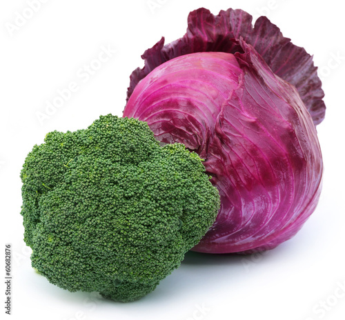 Photo: Closeup of broccoli with red cabbage Closeup of broccoli with red cabbage