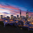 San Francisco skyline and Bay Bridge at sunset, California San Francisco skyline and Bay Bridge at sunset, California