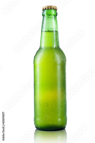 Photo: Bottle of beer with drops isolated Bottle of beer with drops isolated