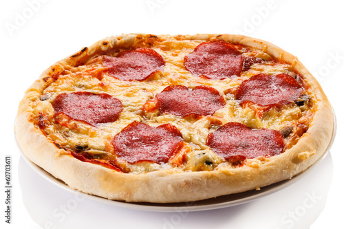 Photo: Pizza on white background Pizza on white background