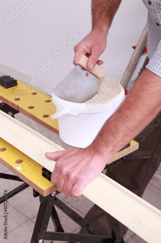 Photo: Preparation of plaster Preparation of plaster