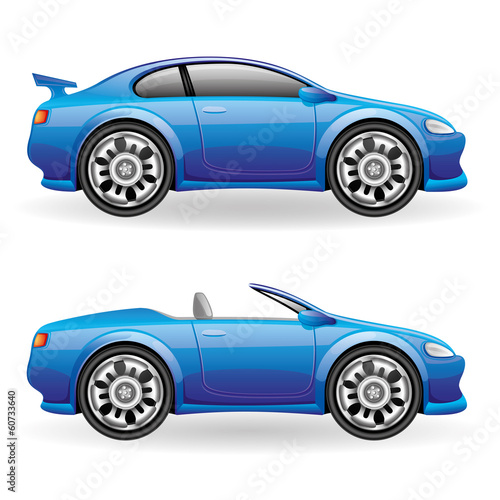 Vector: Blue cars on white. Blue cars on white.