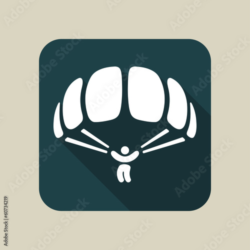 Vector: Icon with a flying skydiver and open parachute Icon with a flying skydiver and open parachute