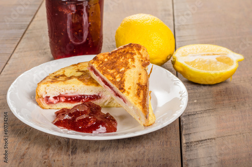 Photo: French toast stuffed with cream cheese and strawberry jelly French toast stuffed with cream cheese and strawberry jelly