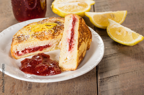 Photo: French toast stuffed with cream cheese and strawberry jelly French toast stuffed with cream cheese and strawberry jelly