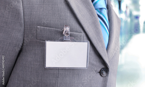 Photo: White Blank Badge on mens torso White Blank Badge on mens torso