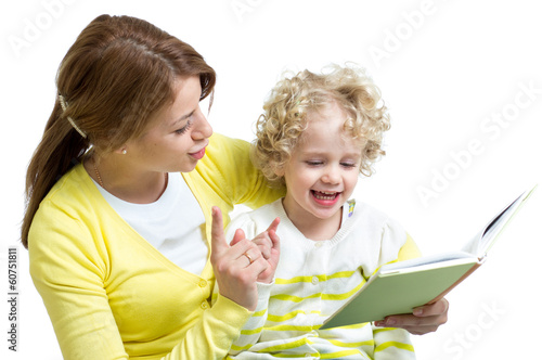 Photo: mother and kid read a book together mother and kid read a book together
