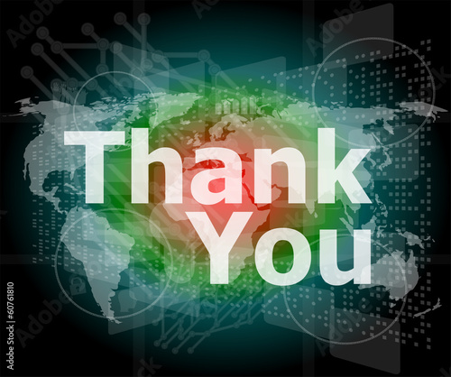 Illustration: The word thank you on business digital screen, social concept The word thank you on business digital screen, social concept
