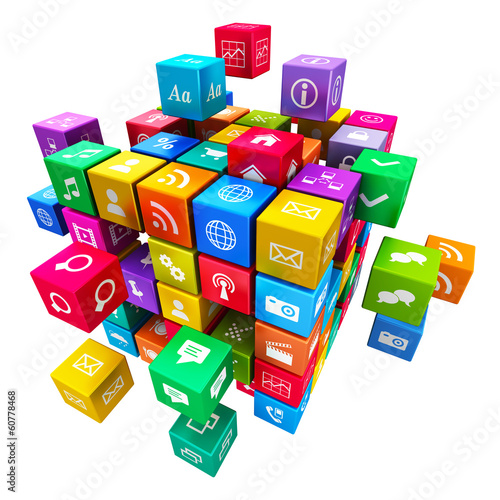 Illustration: Mobile applications and media technology concept Mobile applications and media technology concept
