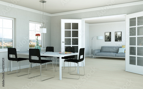 Illustration: helles Wohn- und Esszimmer helles Wohn- und Esszimmer