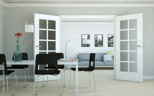 Illustration: helles Wohn- und Esszimmer helles Wohn- und Esszimmer