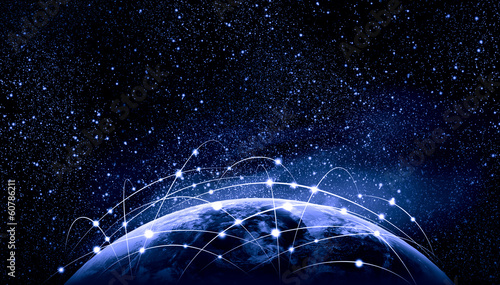 Illustration: Blue image of globe Blue image of globe