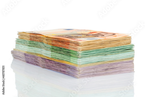 Photo: many different euro bills many different euro bills