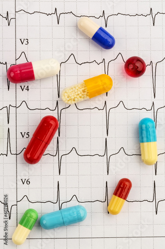 Photo: tablets on an ecg tablets on an ecg