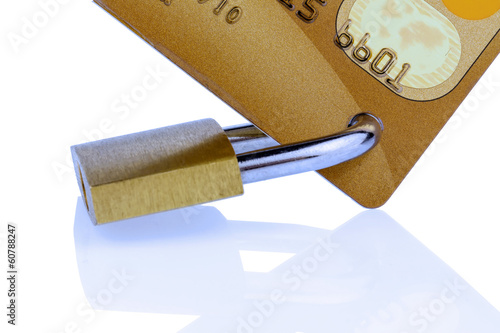 Photo: credit card and padlock credit card and padlock