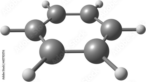 Illustration: Benzene molecular structure on white background Benzene molecular structure on white background