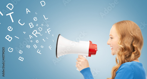 Photo: woman with megaphone woman with megaphone