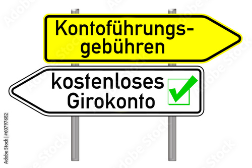 Illustration: Wegweiser - kostenloses Girokonto Wegweiser - kostenloses Girokonto