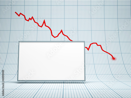 Illustration: blank billboard and falling graph blank billboard and falling graph