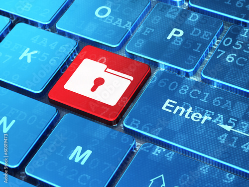 Illustration: Business concept: Folder With Keyhole on computer keyboard Business concept: Folder With Keyhole on computer keyboard