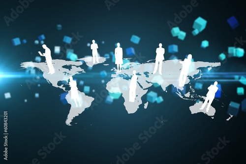 Illustration: Composite image of futuristic screen with quaders Composite image of futuristic screen with quaders