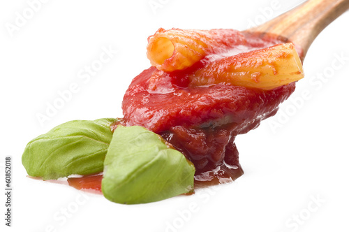 Photo: Sauce of tomatoes with maccaroni on white Sauce of tomatoes with maccaroni on white