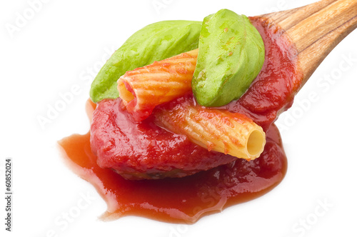 Photo: Sauce of tomatoes with maccaroni on white Sauce of tomatoes with maccaroni on white