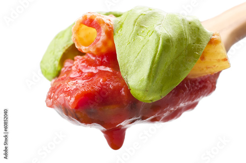 Photo: Sauce of tomatoes with maccaroni on white Sauce of tomatoes with maccaroni on white
