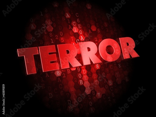 Illustration: Terror on Red Digital Background. Terror on Red Digital Background.