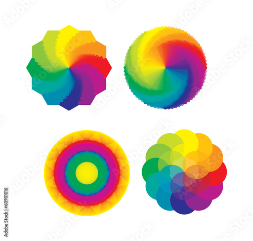 Vector: Ensemble d'Icones Roues Couleur / Mandalas / Arc en Ciel Ensemble d'Icones Roues Couleur / Mandalas / Arc en Ciel