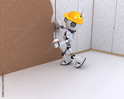 Illustration: Robot plastering a wall Robot plastering a wall