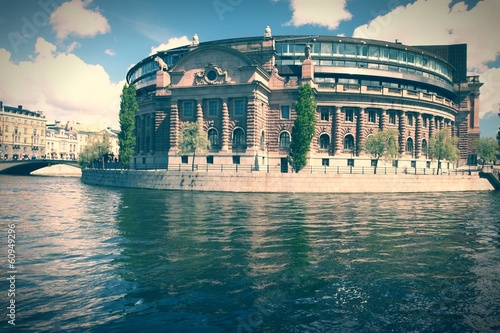 Photo: Stockholm parliament - cross processing retro color tone Stockholm parliament - cross processing retro color tone