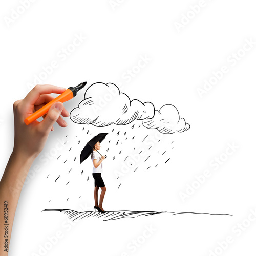 Photo: Woman under rain Woman under rain
