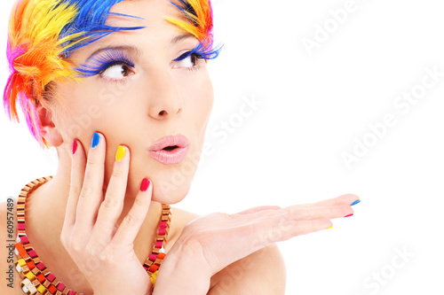 Photo: Woman face and color hairs Woman face and color hairs