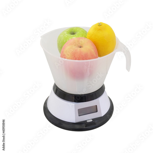 Photo: The image of scales with fruits The image of scales with fruits