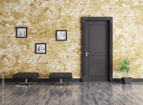 Illustration: Modern interior with door Modern interior with door