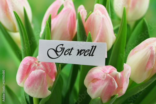 Photo: Get well card with pink tulips Get well card with pink tulips